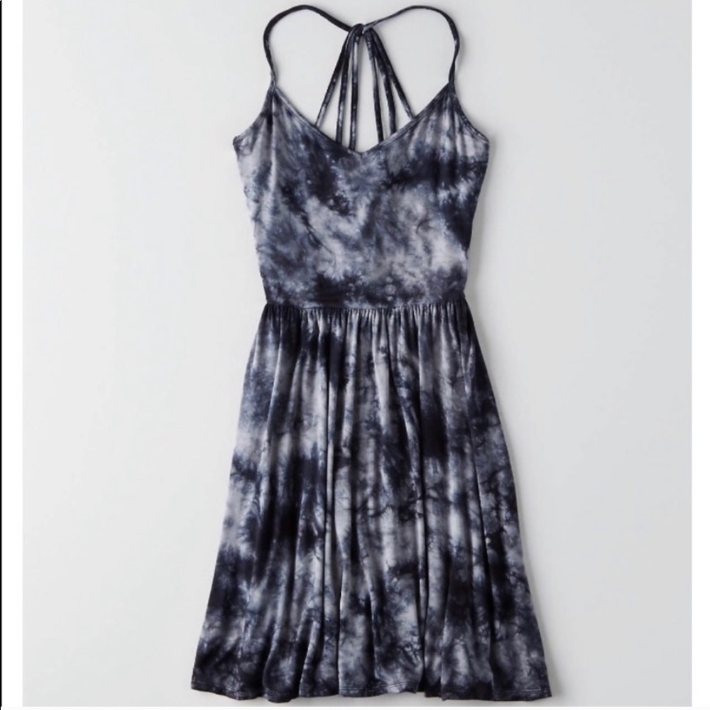 NWT AMERICAN EAGLE GREY BLUE TYE DYE DRESS